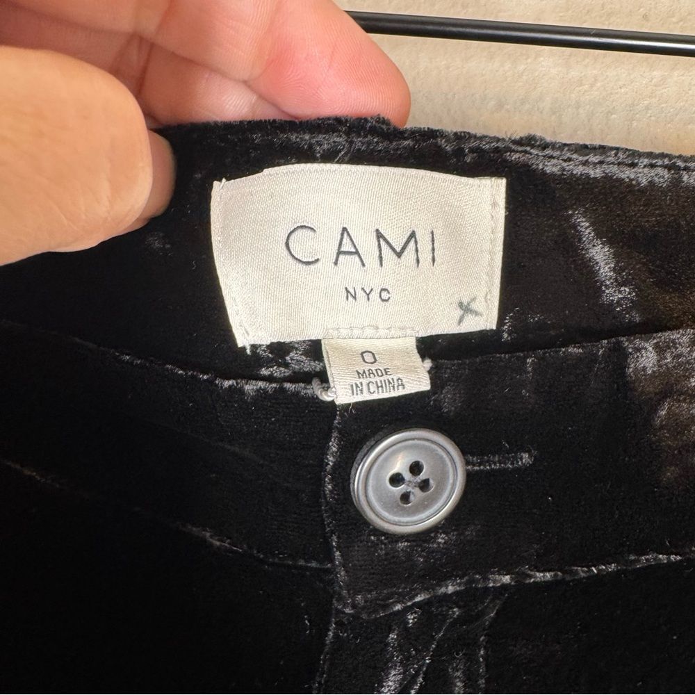 New Cami NYC Rylie Wide Leg Pants Black Velvet Pleated Trousers Size 0 - Picture 4 of 9